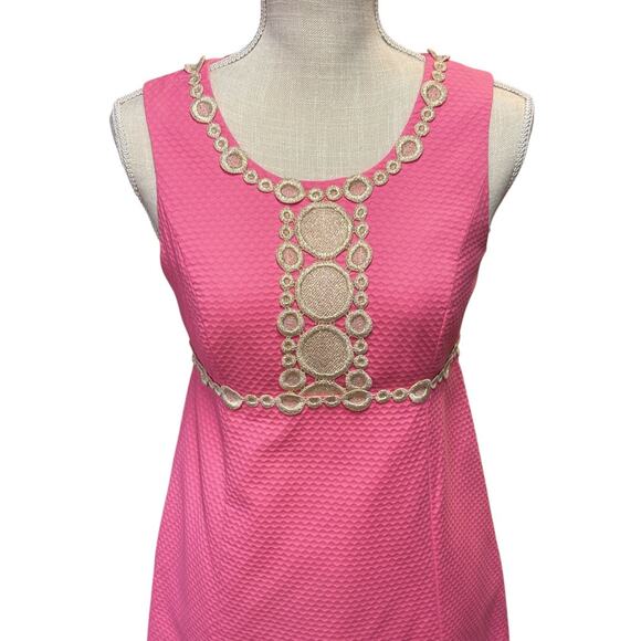 Lilly Pulitzer Pink Gold Rosie Shift Dress 0 Preppy Beachy Cruise Resort - Picture 6 of 13